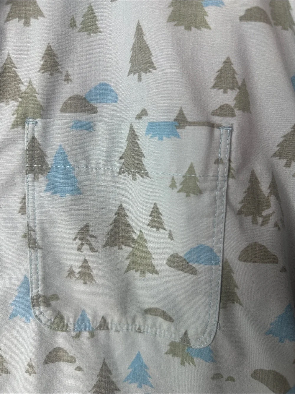 The North Face Bigfoot Sasquatch Forest Print Button Up Shirt Men’s XXL